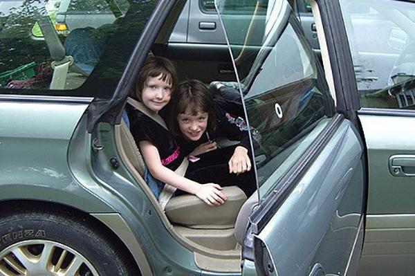 Children riding in car