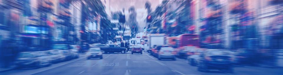 Blurry image of a busy LA street